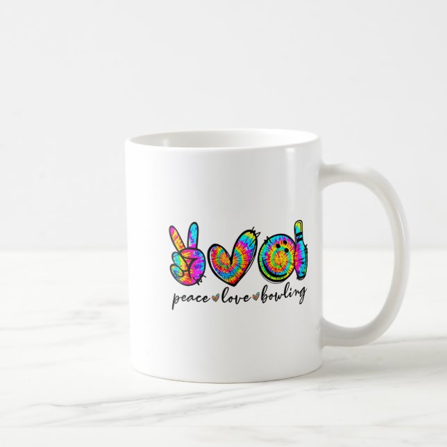 Mug Peace Love Bowling Tie Dye Funny Bowling Lovers  (Droite)