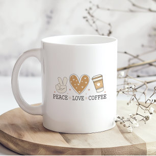 Mug Peace Love Café I Love Citation de café Drôle Happ