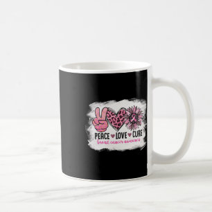 Mug Peace Love Cure Braille Cancer Awareness Pink Ribb