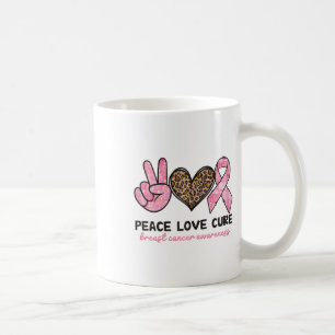 Mug Peace Love Cure Braille Cancer Awareness Pink Ribb