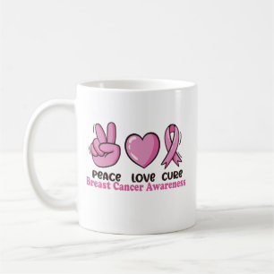 Mug Peace Love Cure Cancer du sein Sensibilisation Fem