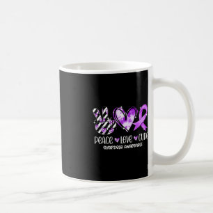 Mug Peace Love Cure Purple Ribbon Overdose Sensibilisa