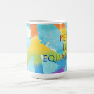 Mug Peace Love Equality avec Rainbow Peace Symbole