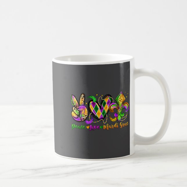 Mug Peace Love Fleur De Lis Mardi Gras 2026 Carnival N (Droite)