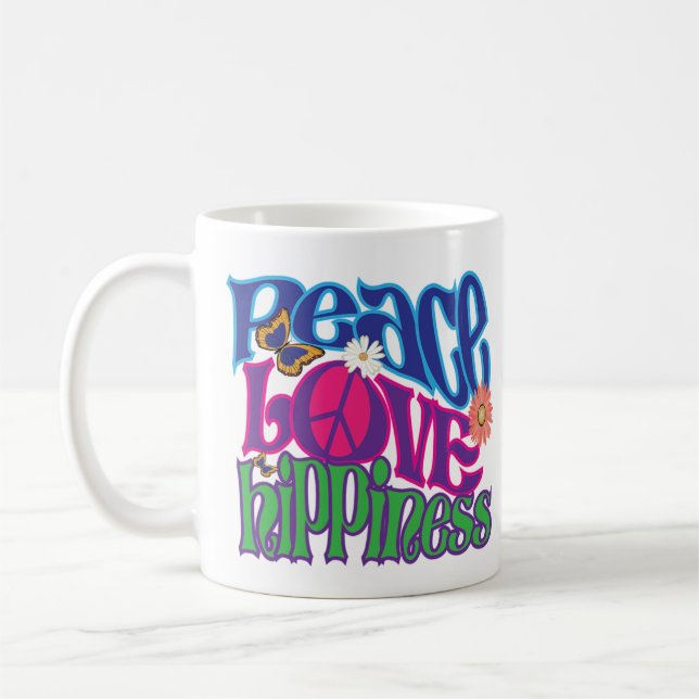 Mug Peace Love Hippiiness 11oz (Gauche)