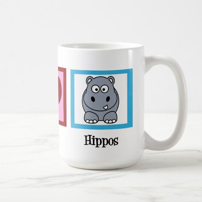 Mug Peace Love Hippopotame (Droite)