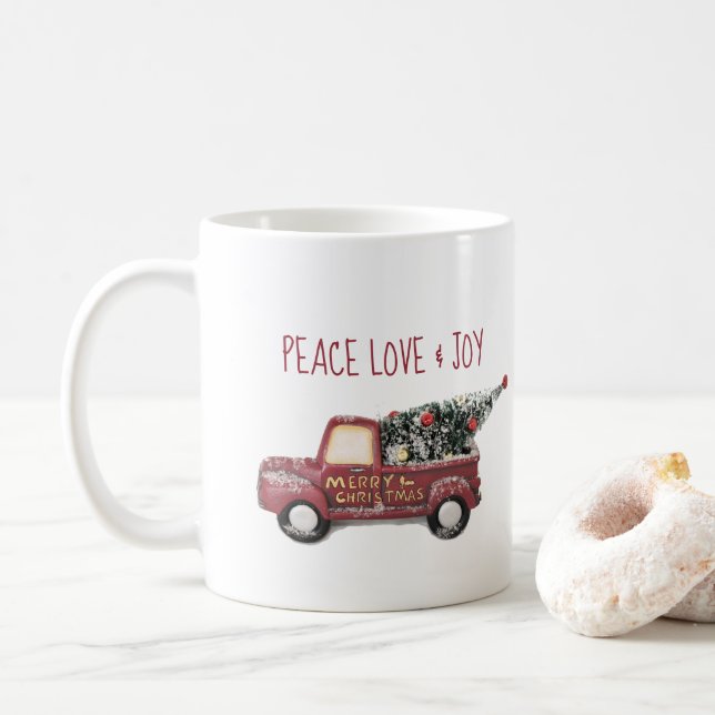 Mug Peace Love & Joy avec RedToy Truck Joyeux Noël (Avec donut)