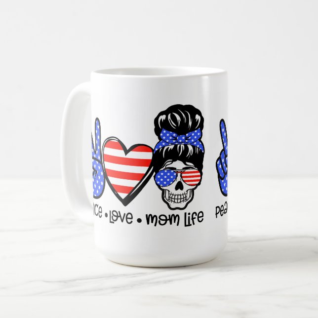 Mug Peace Love Maman Life (Devant gauche)