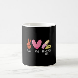Mug Peace Love Pharmacie Life Tech Médecine Pharmacist