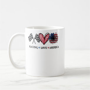 Mug Peace Love Racing Drapeau America Racing Lovers