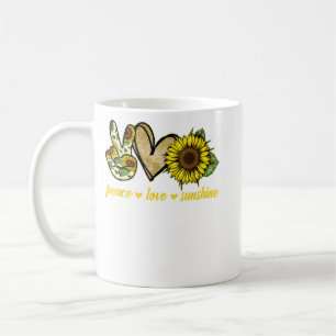 Mug Peace Love Sunshine Gold Heart Sunflower