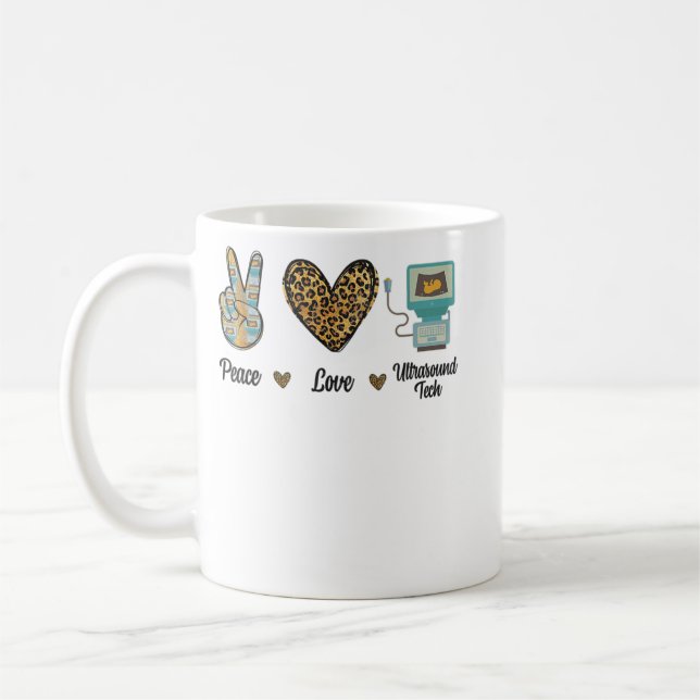 Mug Peace Love Ultrasound Tech Sonography Sonographer  (Gauche)