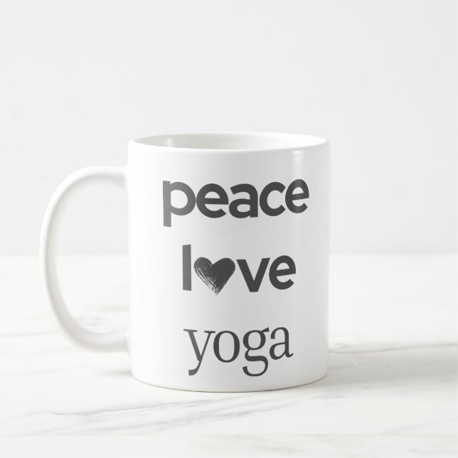 Mug Peace Love Yoga -Modern Motivational Lifestyle Tea (Gauche)