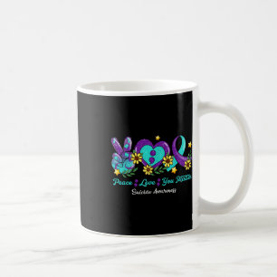 Mug Peace Love You Purple Turquoise Ribbon Suicide Awa