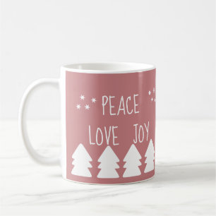 Mug Peace Loy Script Soft Pink Christmas Café
