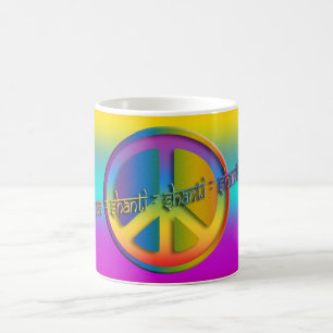 Mug PEACE OM SHANTI linéaire coloré