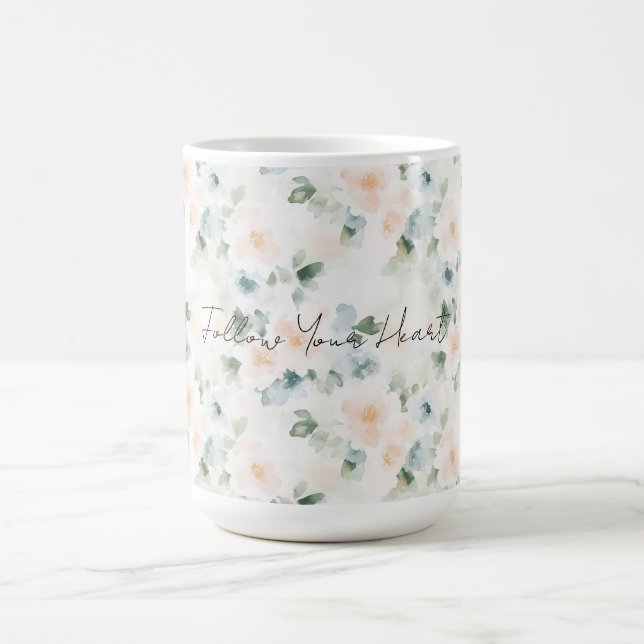 Mug Peach Blue Flowers   (Centre)