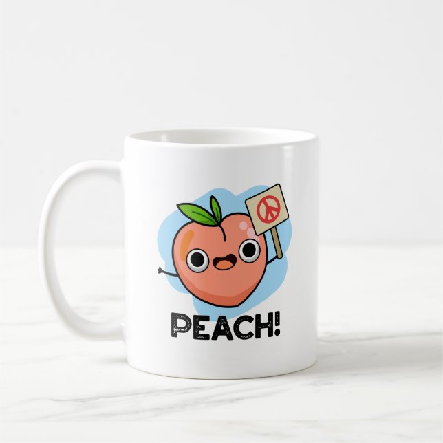 Mug Peach Funky Peace Fruit Pun (Gauche)
