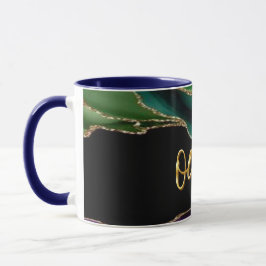 Mug Peacock Agate Texture 06 Golden 3D Texte personnal