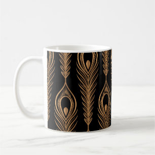 Mug Peacock Feathers, Luxury Oriental Motif.