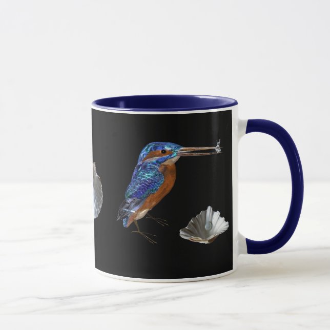 Mug PÊCHE, Bleu électrique, Noir (Droite)