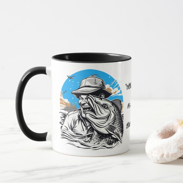 Mug Pêche Happy Big Fish Catch Devis (Avec donut)