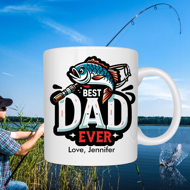 Mug Pêche Meilleure Fête des pères papa personnalisée (Créateur téléchargé)