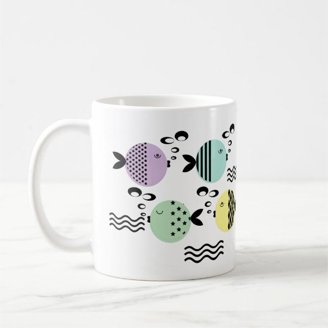 Mug Pêche sans mer abstrait scandinave marine moderne (Gauche)