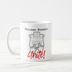 Mug Peckers de poulet unir la machine à écrire Humour
