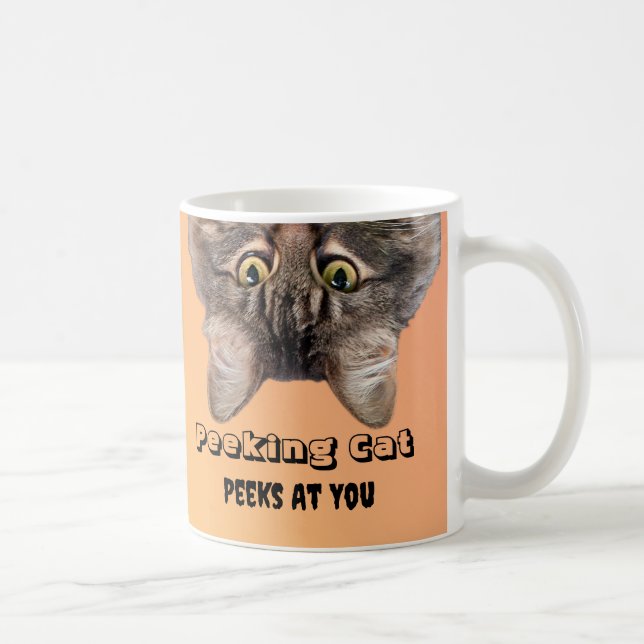 Mug Peeking Cat Peeks At You, Maine Coon cat photo (Droite)