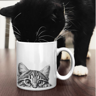 Mug Peeking Sneaky Chat Kitten Adorable
