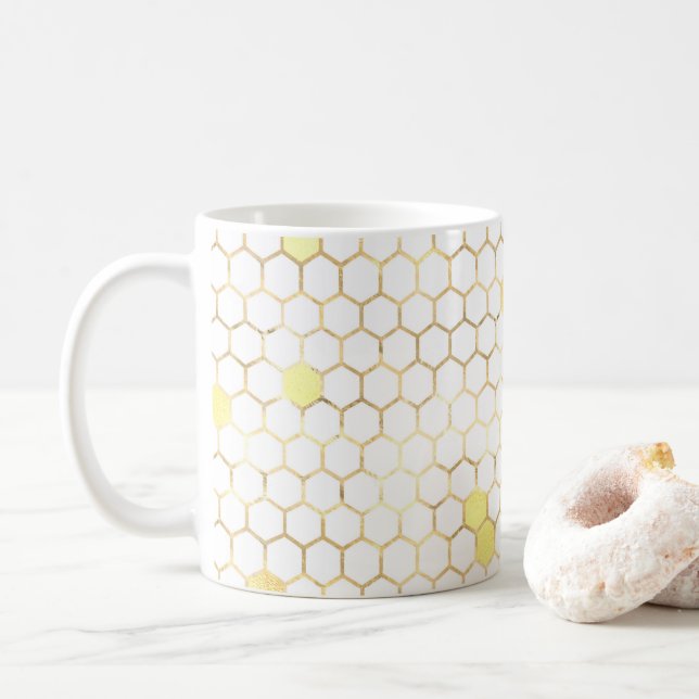 Mug Peigne d'or blanc élégant (Avec donut)