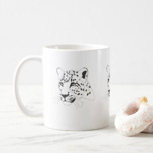 Mug Peint à la main léopard minimaliste ligne art