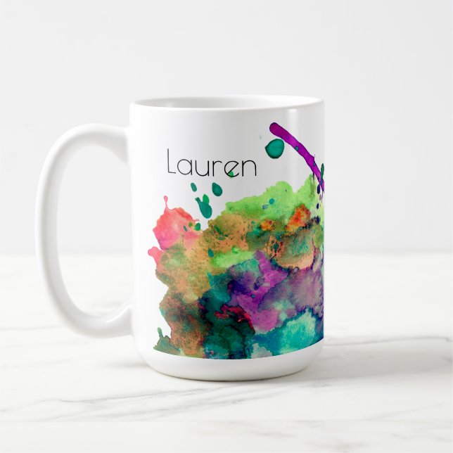 Mug Peinture à l'aquarelle couleur personnalisée 3 (Gauche)