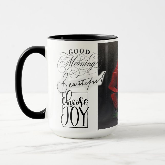 Mug Peinture à l'huile de rose rouge (Gauche)