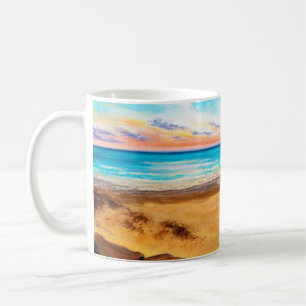 Mug peinture à l'huile d'un beau coucher de soleil do