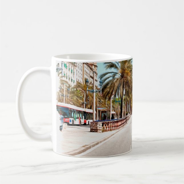 Mug Peinture à l'huile. Imitation. Illustration. Rue l (Gauche)