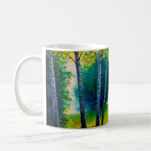 Mug Peinture à l'huile paysage forestier, belle route