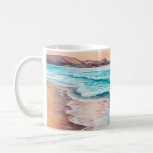 Mug  peinture à l'huile sur le beau coucher de soleil 