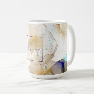 Mug Peinture Abstraite d'art fluide en or bleu