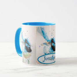 Mug Peinture aquarelle de Wren bleu Oiseaux australien