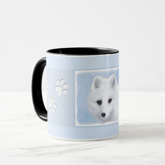 Mug Peinture Arctic Fox - Art original de la faune (Devant gauche)