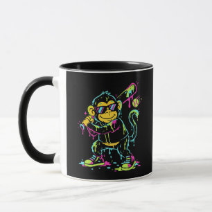 Mug Peinture au néon qui coule Singe de baseball Chimp