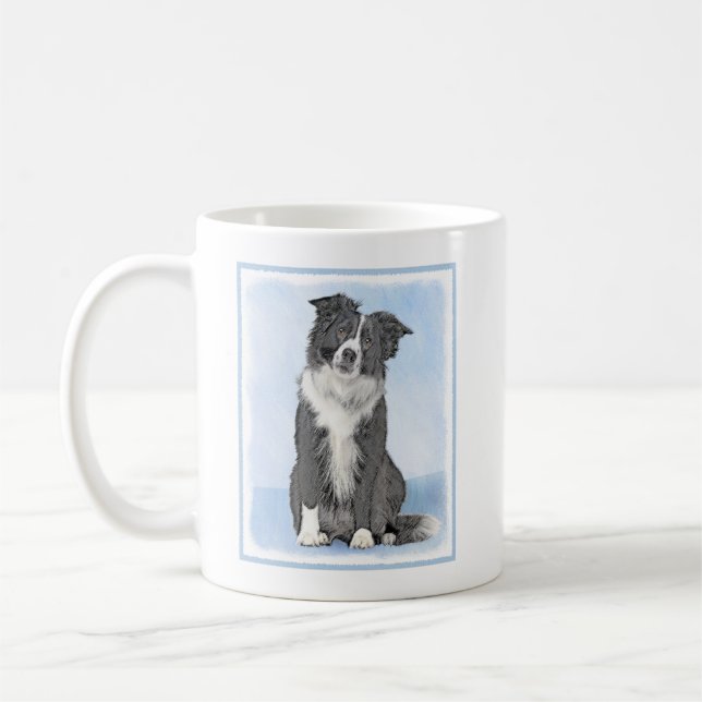 Mug Peinture Collie Bordure - Joli art original chien (Gauche)