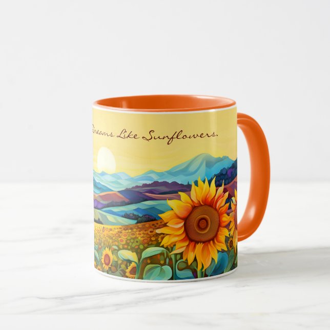 Mug Peinture d'aquarelle de la Vallaire des tournesols (Devant droit)