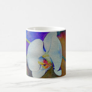 Mug Peinture d'aquarelle d'orchidée hawaïenne blanche