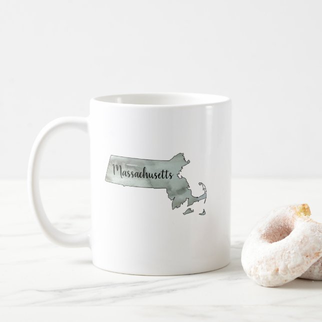 Mug Peinture d'aquarelle du Massachusetts (Avec donut)