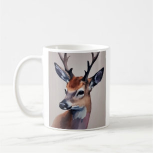 Mug Peinture d'aquarelle Wild Deer Portrait, Cerf