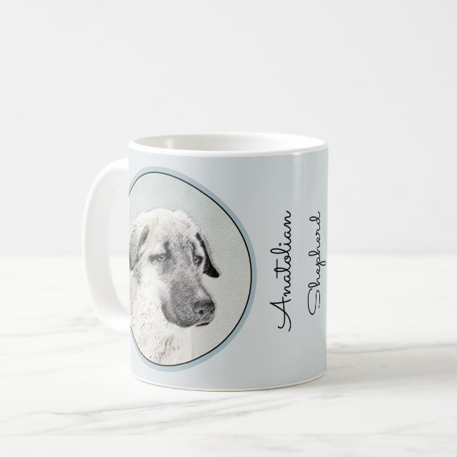 Mug Peinture de berger anatolienne - Art original de c (Devant gauche)