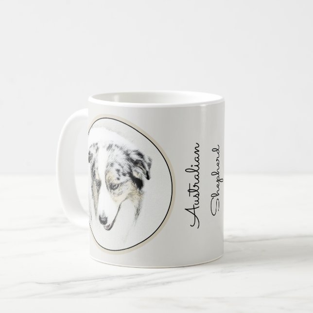 Mug Peinture de berger australien - Art original de ch (Devant gauche)